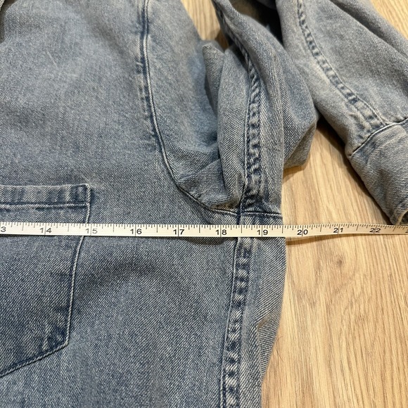 Quince Womens Distressed Denim Long Sleeve Shirt Dress Size S EUC Fall Boho - Picture 8 of 12